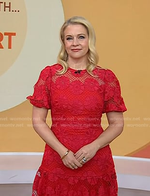 Melissa Joan Hart's red floral lace dress on Today
