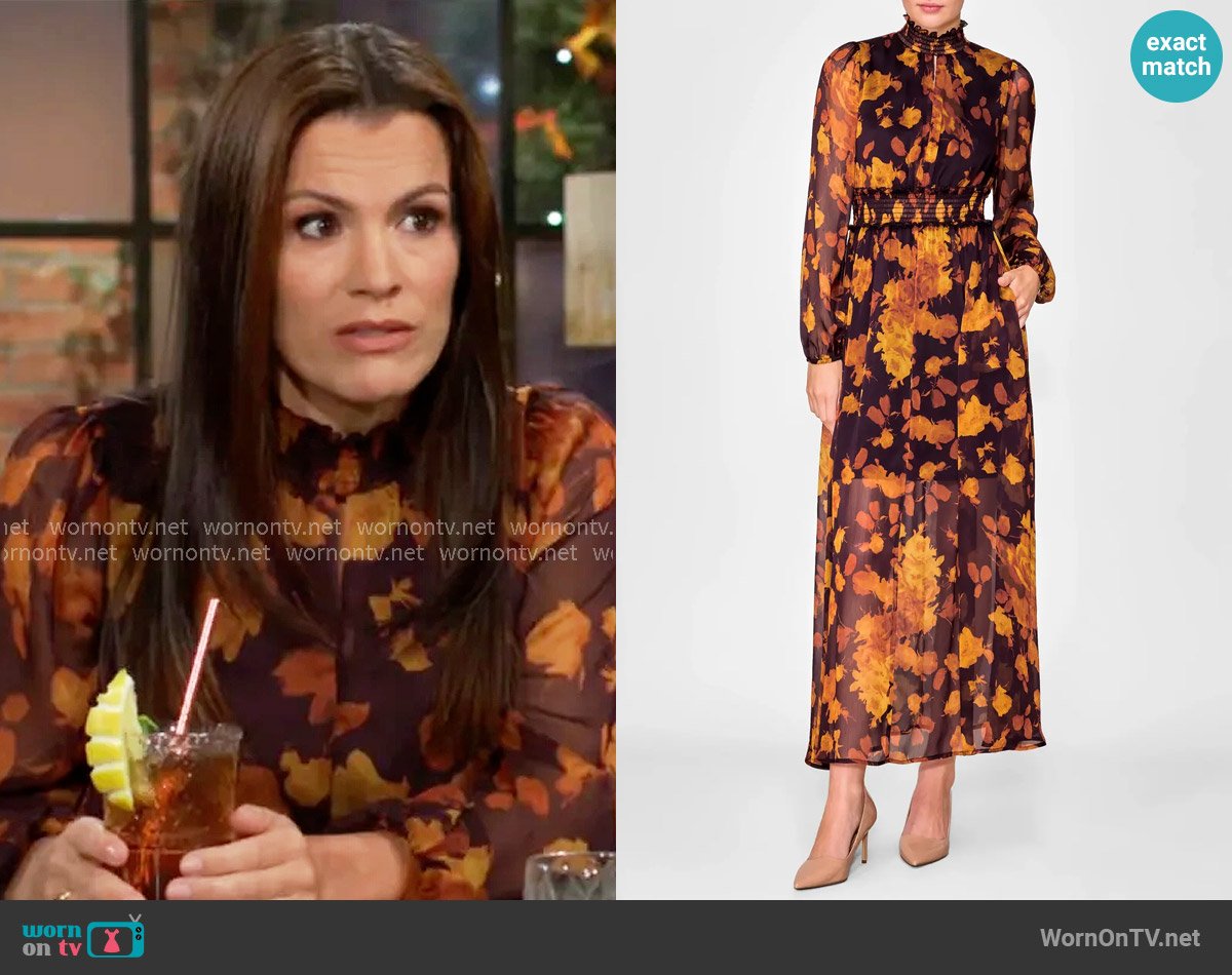 Melloday Floral Long Sleeve Chiffon Dress worn by Chelsea Lawson (Melissa Claire Egan) on The Young and the Restless