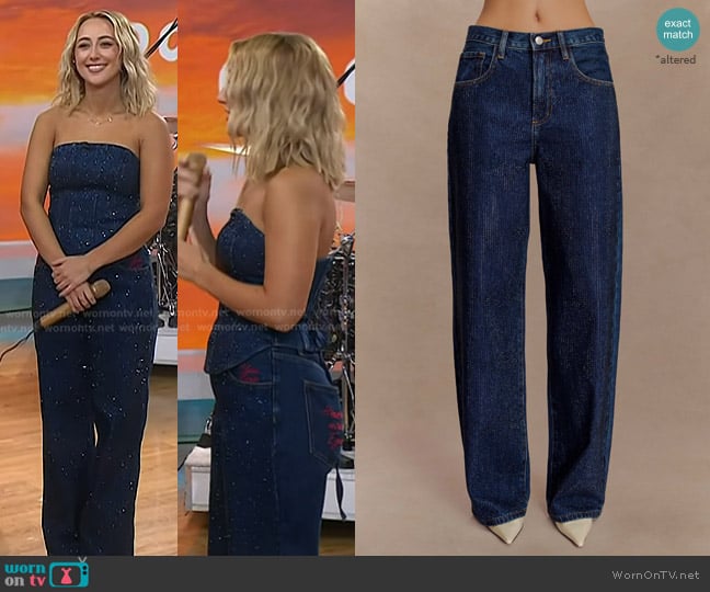 Meshki Laina Mid Rise Diamante Denim Jeans worn by AShley Cooke on Today