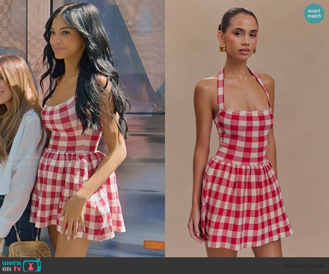 Meshki Lindsay Halter Knit Mini Dress worn by Layla Taylor on The Secret Lives of Mormon Wives