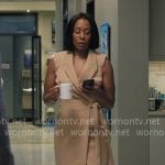 Mia's camel wrap dress on The Morning Show