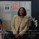 Mia's checked tweed jacket on The Morning Show