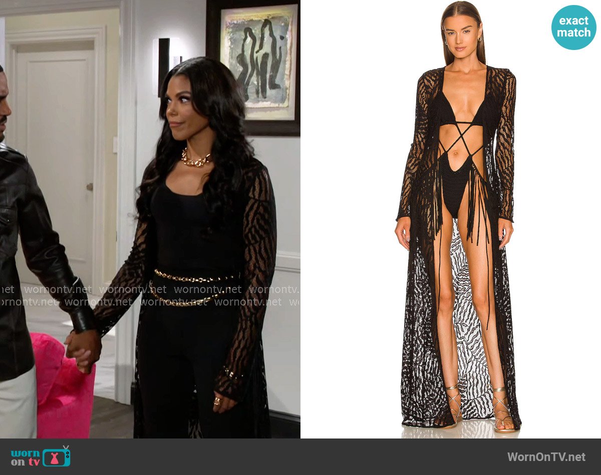 Michael Costello Ryland Robe worn by Dani Dupree (Karla Mosley) on Beyond the Gates