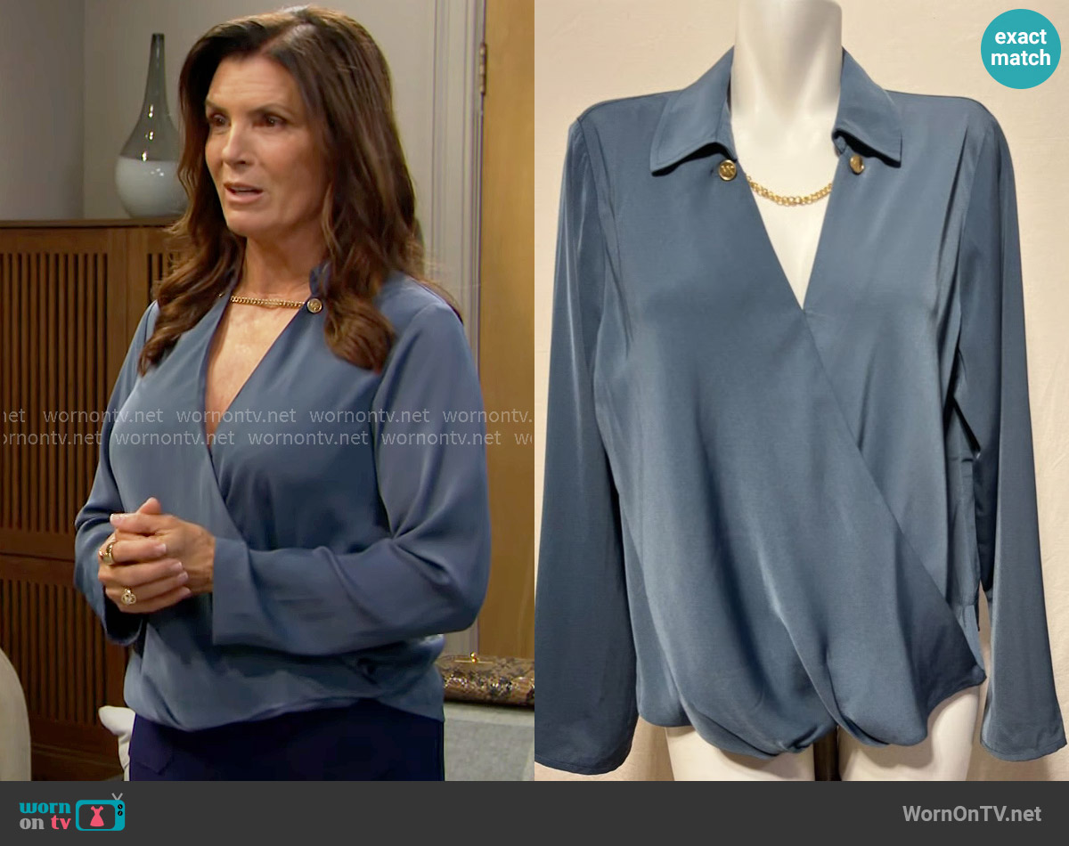 MICHAEL Michael Kors Surplice Blouse worn by Sheila Carter (Kimberlin Brown) on The Bold and the Beautiful