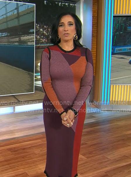 Michelle Miller's colorblock dress on CBS Mornings