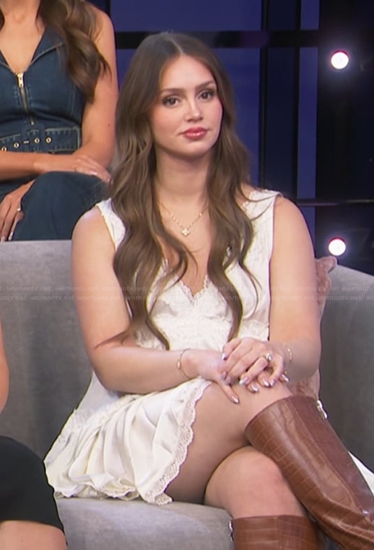 Mikayla's white lace trim dress on The Secret Lives of Mormon Wives