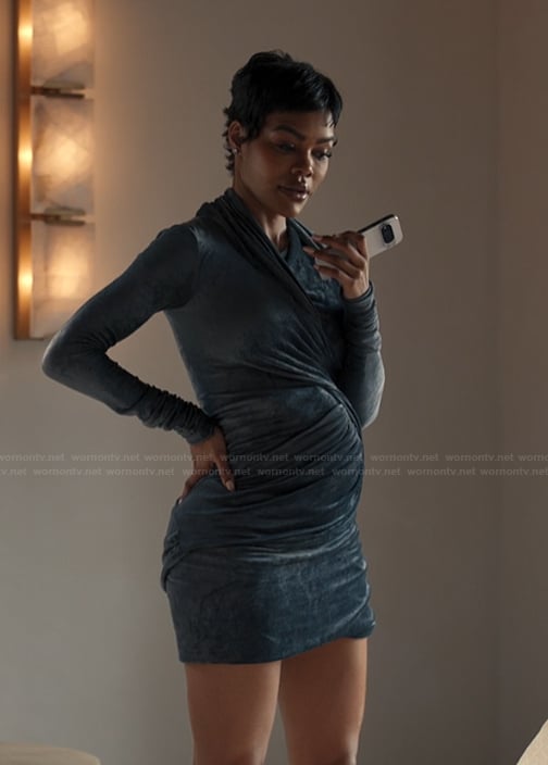 Milan’s black velvet mini dress on Alls Fair