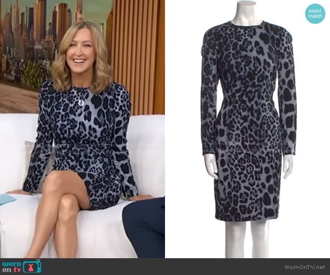 Milly Leopard Long Sleeve Dress worn by Lara Spencer on Good Morning America