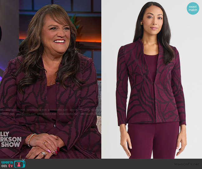 Ming Wang Heritage Rosette Jacquard Knit Jacket worn by Anita Ryan on The Kelly Clarkson Show