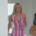 Miranda’s pink striped halter neck dress on The Secret Lives of Mormon Wives