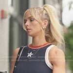 Miranda’s navy star embroidered tank on The Secret Lives of Mormon Wives