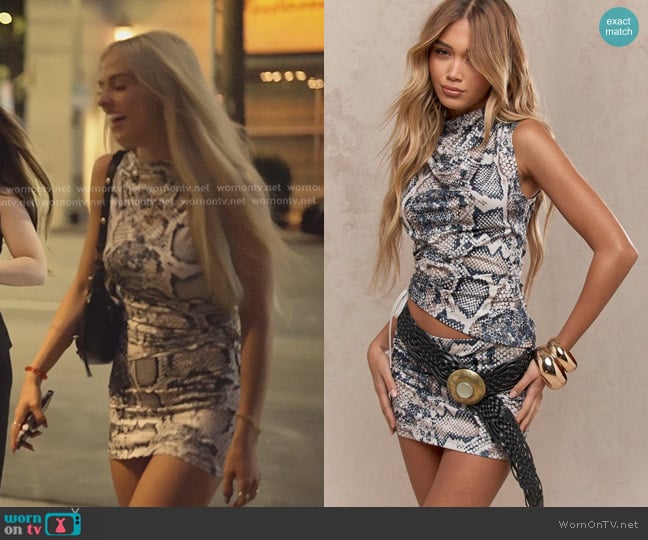 Missguided Snake Print Ruched Bodycon Top With Mini Skirt worn by Miranda McWhorter on The Secret Lives of Mormon Wives
