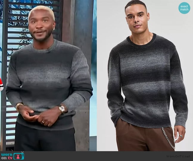 Mode of One Relaxed-Fit Ombré Crewneck Sweater worn by Scott Evans on Access Hollywood