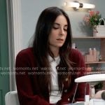 Molly’s burgundy cardigan on General Hospital