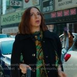 Molly’s green printed dress and cape jacket on Loot