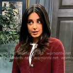 Molly’s burgundy cardigan on General Hospital