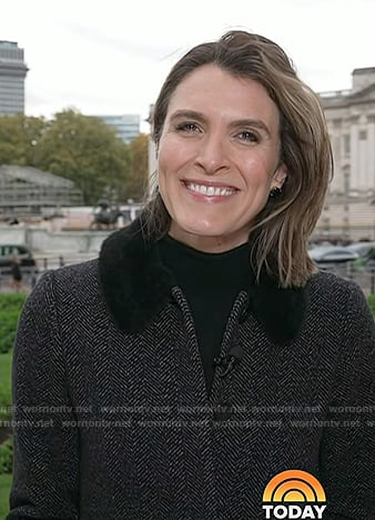 Molly's black herringbone coat on Today