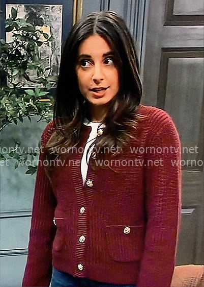 Molly's burgundy cardigan on General Hospital