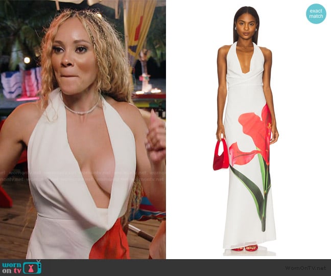 More to Come Shelby Halter Maxi Dress worn by Ashley Darby on The Real Housewives of Potomac