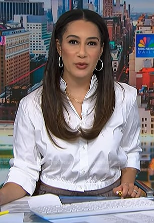 Morgan's white elastic waist shirt on NBC News Daily