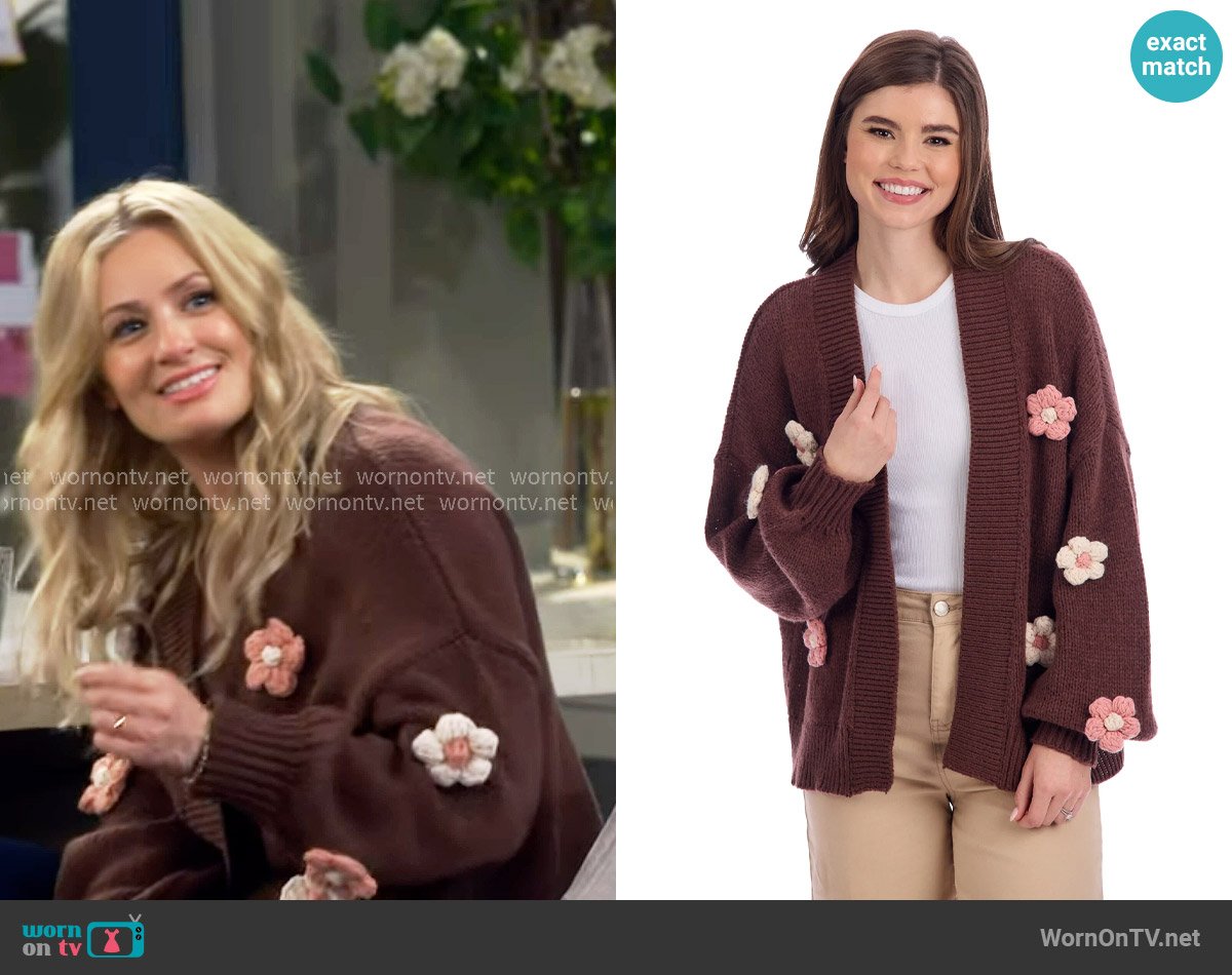 Mud Pie Dianne Cardigan worn by Gemma (Beth Behrs) on The Neighborhood