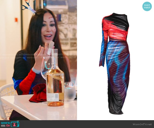 Mugler Asymmetrical Pierced Dress worn by Angie Katsanevas on The Real Housewives of Salt Lake City