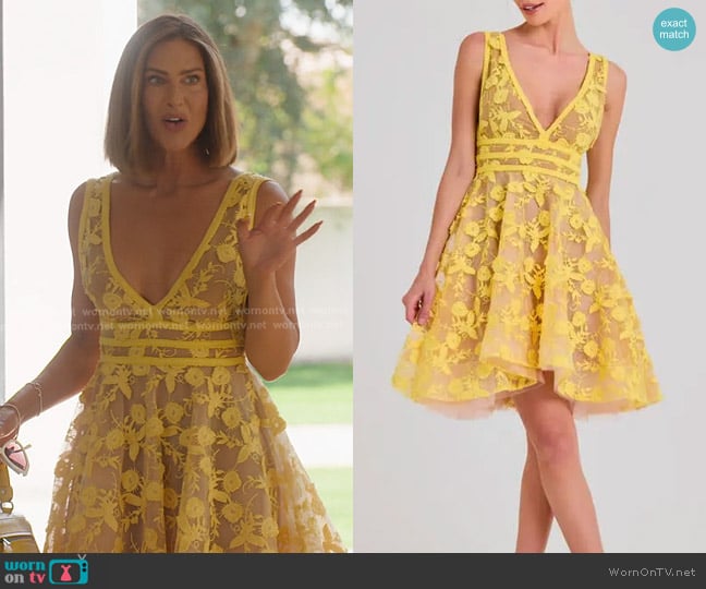 Nadine Merabi Lola Minidress in light/pastel yellow worn by Polly Brindle (Polly Brindle) on Selling the OC