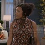 Naomi’s patterned midi dress on Beyond the Gates
