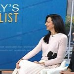 Natalie’s pink heart print sweater and pleated skirt on Today