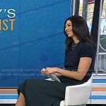 Natalie’s navy star sweater and green midi skirt on Today