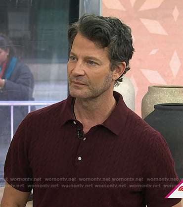 Nate Berkus’s burgundy cable knit polo on Today