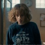 Robin’s navy Beam Me Up sweatshirt on Stranger Things