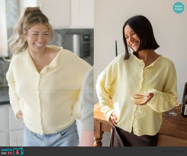 Neutral Ground Haven Cardigan in Butter Yellow worn by Jen Affleck on The Secret Lives of Mormon Wives