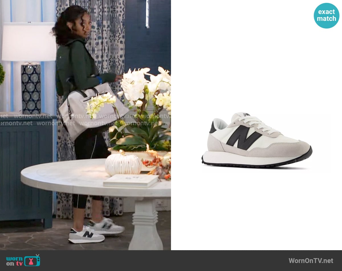 New Balance 237 Sneaker in White / Grey / Black worn by Kat Richardson (Colby Muhammad) on Beyond the Gates