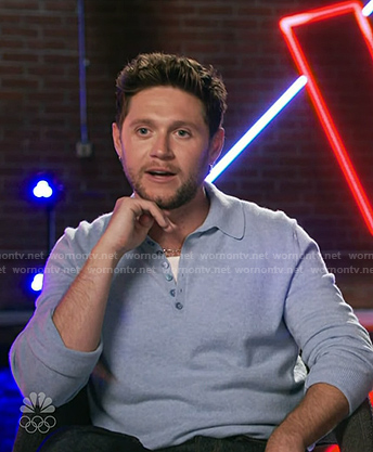 Niall’s light blue polo sweater on The Voice