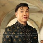 Nicholas’s black and gold bee print suit on Loot