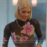 Nicole’s black floral mesh top on Selling Sunset