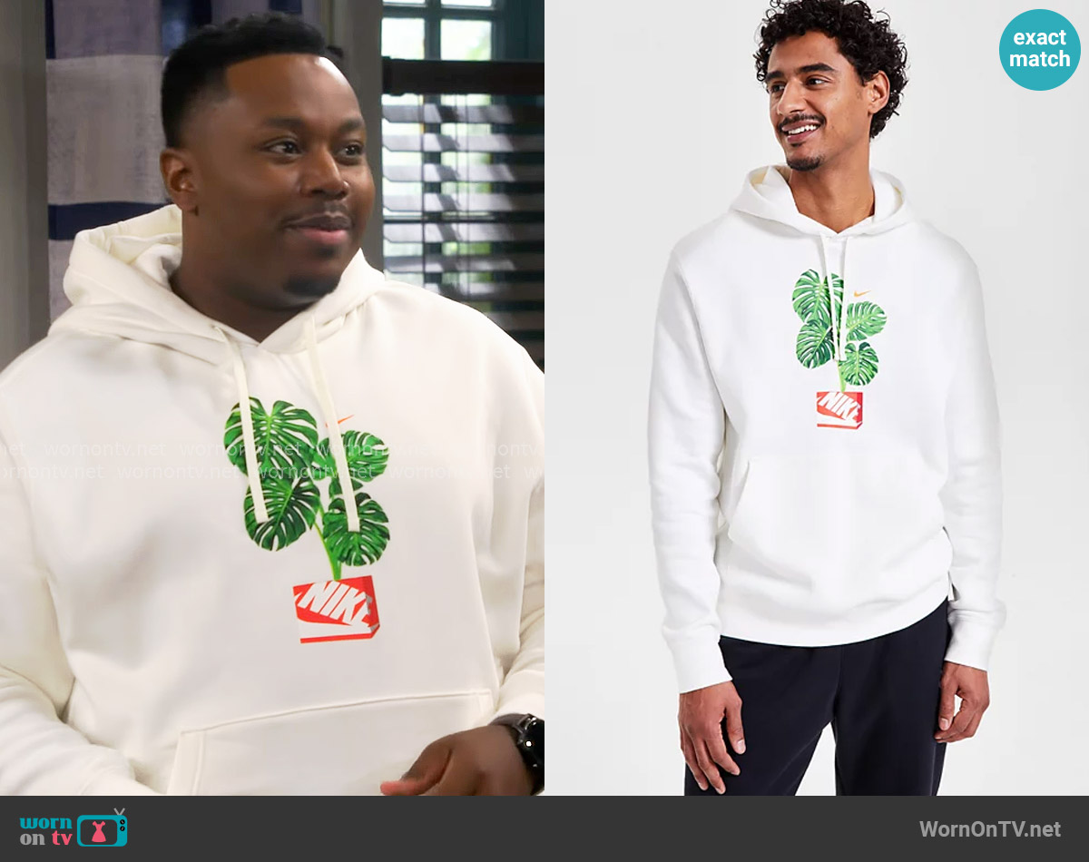 Nike Club Fleece Standard-Fit Printed Hoodie worn by Marty (Marcel Spears) on The Neighborhood