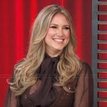 Nikki Novak’s brown mesh top and sequin dress on Access Hollywood