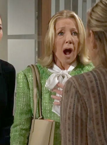 Nikki's green tweed jacket on The Young and the Restless
