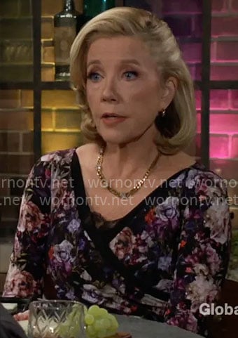 Nikki’s rose print wrap dress on The Young and the Restless