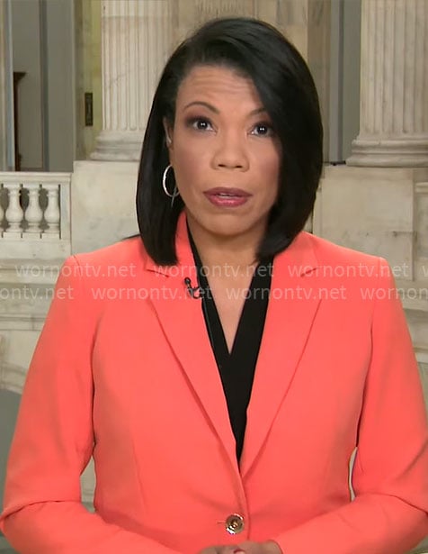 Nikole Killion’s coral blazer on CBS Mornings