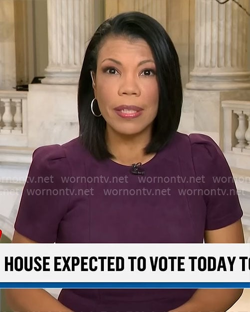 Nikole Killion's purple short-sleeve dress on CBS Mornings