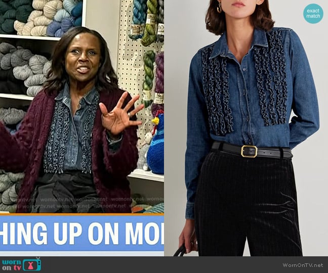 Nili Lotan Lexa Ruffled Denim Shirt worn by Deborah Roberts on Today