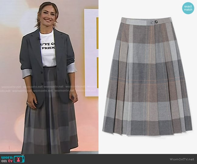 Noah NY Plaid Wrap Skirt in Grey worn by Minka Kelly on Today