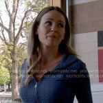 Novak’s blue cable-knit zip up sweater on Chicago Fire