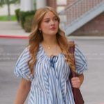 Olivia’s blue striped mini dress on The Real Housewives of Salt Lake City