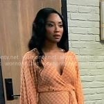 Jordan’s orange printed dress with tassels on General Hospital