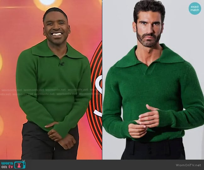 Justin’s green collared sweater on Today