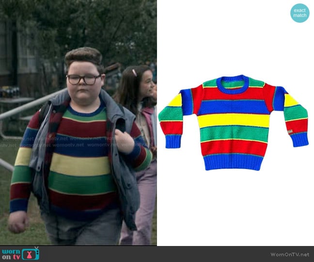 OshKosh B'gosh Vintage Color Striped Sweater worn by Derek Turnbow (Jake Connelly) on Stranger Things